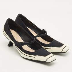 Pre Owned حذاء كعب عالي ديور تفاصيل فيونكة جلد مبطن براءة اختراع أسود مقدمة مفتوحة مقاس 38.5