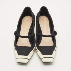 Pre Owned حذاء كعب عالي ديور تفاصيل فيونكة جلد مبطن براءة اختراع أسود مقدمة مفتوحة مقاس 38.5