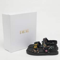 Pre Owned Dior Dioract Size 38.5 Multicolor Floral Print Fabric Flat Sandals
