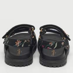 Pre Owned Dior Dioract Size 38.5 Multicolor Floral Print Fabric Flat Sandals