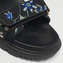 Pre Owned Dior Dioract Size 38.5 Multicolor Floral Print Fabric Flat Sandals
