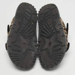 Pre Owned Dior DiorAct Size 38.5 Brown/Beige Canvas and Leather Flat Sandals