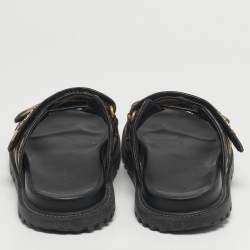 Pre Owned Dior DiorAct Size 38.5 Brown/Beige Canvas and Leather Flat Sandals