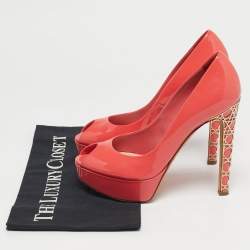 مملوكة مسبقًا Dior Size 36 Pink Patent Leather Peep Toe Platform Pumps