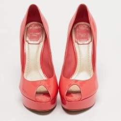 مملوكة مسبقًا Dior Size 36 Pink Patent Leather Peep Toe Platform Pumps
