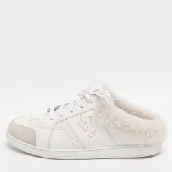 م�ملوكة مسبقًا Dior Star Size 38.5 White Leather and Shearling Slip On Sneakers