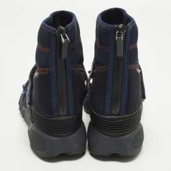 Pre Owned Dior Fusion Size 38 Black Fabric, Mesh and Rubber Crystal Embellished High Top Sneakers