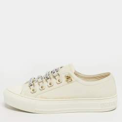 مملوكة مسبقًا Dior Walk'n'Dior Size 37 Cream Canvas Low Top Sneakers
