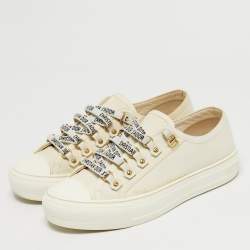 Pre Owned Dior Walk'n'Dior Size 37 Cream Canvas Low Top Sneakers