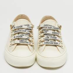 Pre Owned Dior Walk'n'Dior Size 37 Cream Canvas Low Top Sneakers