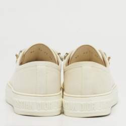 Pre Owned Dior Walk'n'Dior Size 37 Cream Canvas Low Top Sneakers