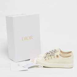 Pre Owned Dior Walk'n'Dior Size 37 Cream Canvas Low Top Sneakers