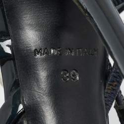 مملوكة مسبقًا Dior Size 39.5 Midnight Blue Patent Leather Cut-Out Ankle-Strap Pumps