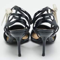 مملوكة مسبقًا Dior Size 39.5 Midnight Blue Patent Leather Cut-Out Ankle-Strap Pumps