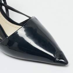 مملوكة مسبقًا Dior Size 39.5 Midnight Blue Patent Leather Cut-Out Ankle-Strap Pumps