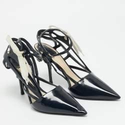 مملوكة مسبقًا Dior Size 39.5 Midnight Blue Patent Leather Cut-Out Ankle-Strap Pumps