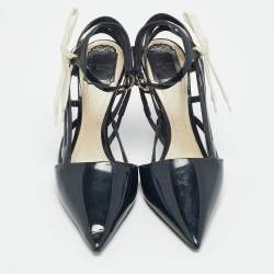 مملوكة مسبقًا Dior Size 39.5 Midnight Blue Patent Leather Cut-Out Ankle-Strap Pumps