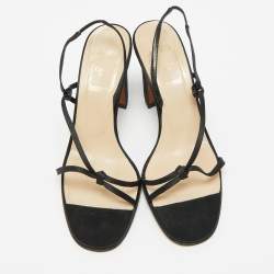 مملوكة مسبقًا صندل ديور سافاري ساتان أسود بحزام خلفي مقاس 38