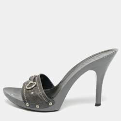 مملوكة مسبقًا Dior Size 39.5 Grey Denim Slide Sandals