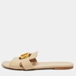 مملوكة مسبقًا Dior 30 Montaigne Size 38.5 Beige Leather Flat Sandals