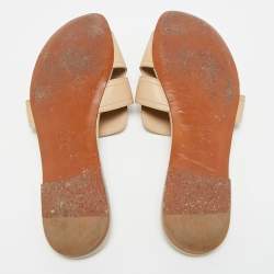 مملوكة مسبقًا صندل سلايد فلات ديور 30 مونتايغن جلد بيج مقاس 41