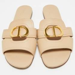 مملوكة مسبقًا صندل سلايد فلات ديور 30 مونتايغن جلد بيج مقاس 41