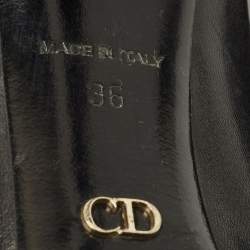 Pre Owned حذاء كعب عالي ديور نعل سميك مقدمة مفتوحة بادج كاناج جلد أزرق مقاس 37