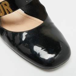 Pre Owned حذاء ماري جين للأطفال ديور جلد لامع أسود مقاس 41.5