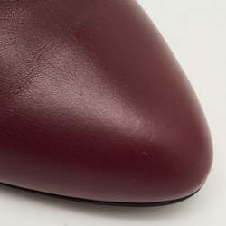 Pre Owned Dior Size 40 Burgundy Leather Studded Cannage Block Heel Ankle Length Boots