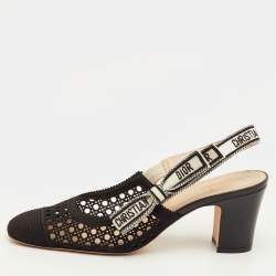 مملوكة مسبقًا حذاء كعب عالي ديور ديور وموا قماش وجلد أسود مقاس 40