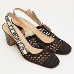 مملوكة مسبقًا حذاء كعب عالي ديور ديور وموا قماش وجلد أسود مقاس 40