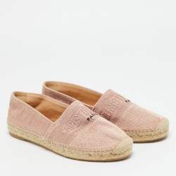 Pre Owned Dior Granville Size 38.5 Pink Lurex Fabric Espadrille Flats