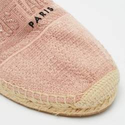 Pre Owned Dior Granville Size 38.5 Pink Lurex Fabric Espadrille Flats