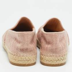 Pre Owned Dior Granville Size 38.5 Pink Lurex Fabric Espadrille Flats