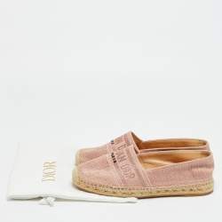 Pre Owned Dior Granville Size 38.5 Pink Lurex Fabric Espadrille Flats