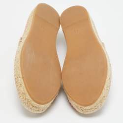 Pre Owned Dior Granville Size 38.5 Pink Lurex Fabric Espadrille Flats