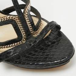 مملوكة مسبقًا صندل ديور سير حول الكاحل بتفاصيل سلسلة جلد بايثون مقاس 37