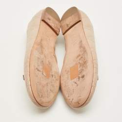 مملوكة مسبقًا حذاء باليرينا فلات ديور كاناج جلد مبطن لؤلؤي بيج مقاس 39.5