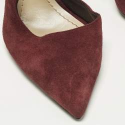 Pre Owned Dior Size 36.5 Burgundy Suede Ankle Strap D'orsay Pointed Toe Pumps