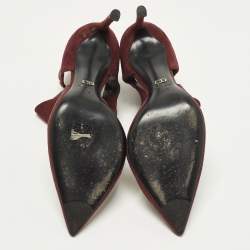 Pre Owned Dior Size 36.5 Burgundy Suede Ankle Strap D'orsay Pointed Toe Pumps