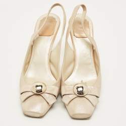 مملوكة مسبقًا حذاء كعب عالي ديور جلد نويوك كريمي فيونكة كعب خلفي مقاس 40