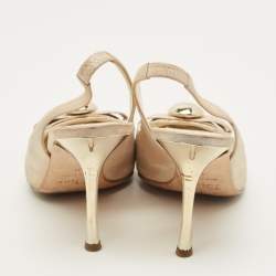 مملوكة مسبقًا حذاء كعب عالي ديور جلد نويوك كريمي فيونكة كعب خلفي مقاس 40