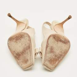 مملوكة مسبقًا حذاء كعب عالي ديور جلد نويوك كريمي فيونكة كعب خلفي مقاس 40