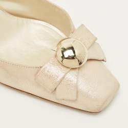 مملوكة مسبقًا حذاء كعب عالي ديور جلد نويوك كريمي فيونكة كعب خلفي مقاس 40