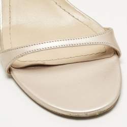 Pre Owned Dior Size 40.5 Gold Leather Ankle Strap Sandals