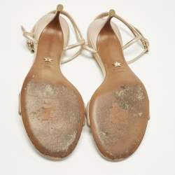 Pre Owned Dior Size 40.5 Gold Leather Ankle Strap Sandals