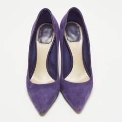 Pre Owned حذاء كعب عالي ديور شيري مقدمة مدببة شامواه بنفسجي مقاس 37