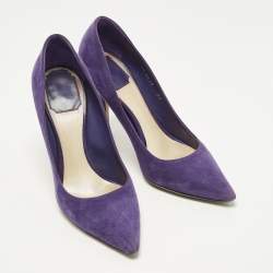 Pre Owned حذاء كعب عالي ديور شيري مقدمة مدببة شامواه بنفسجي مقاس 37