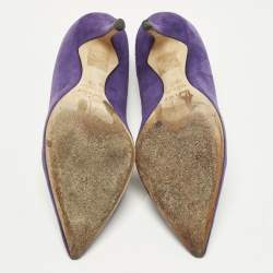 Pre Owned حذاء كعب عالي ديو ر شيري مقدمة مدببة شامواه بنفسجي مقاس 37