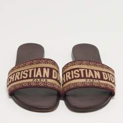 Pre Owned صندل سلايد ديور قماش مطرز أزرق داكن مقاس 40